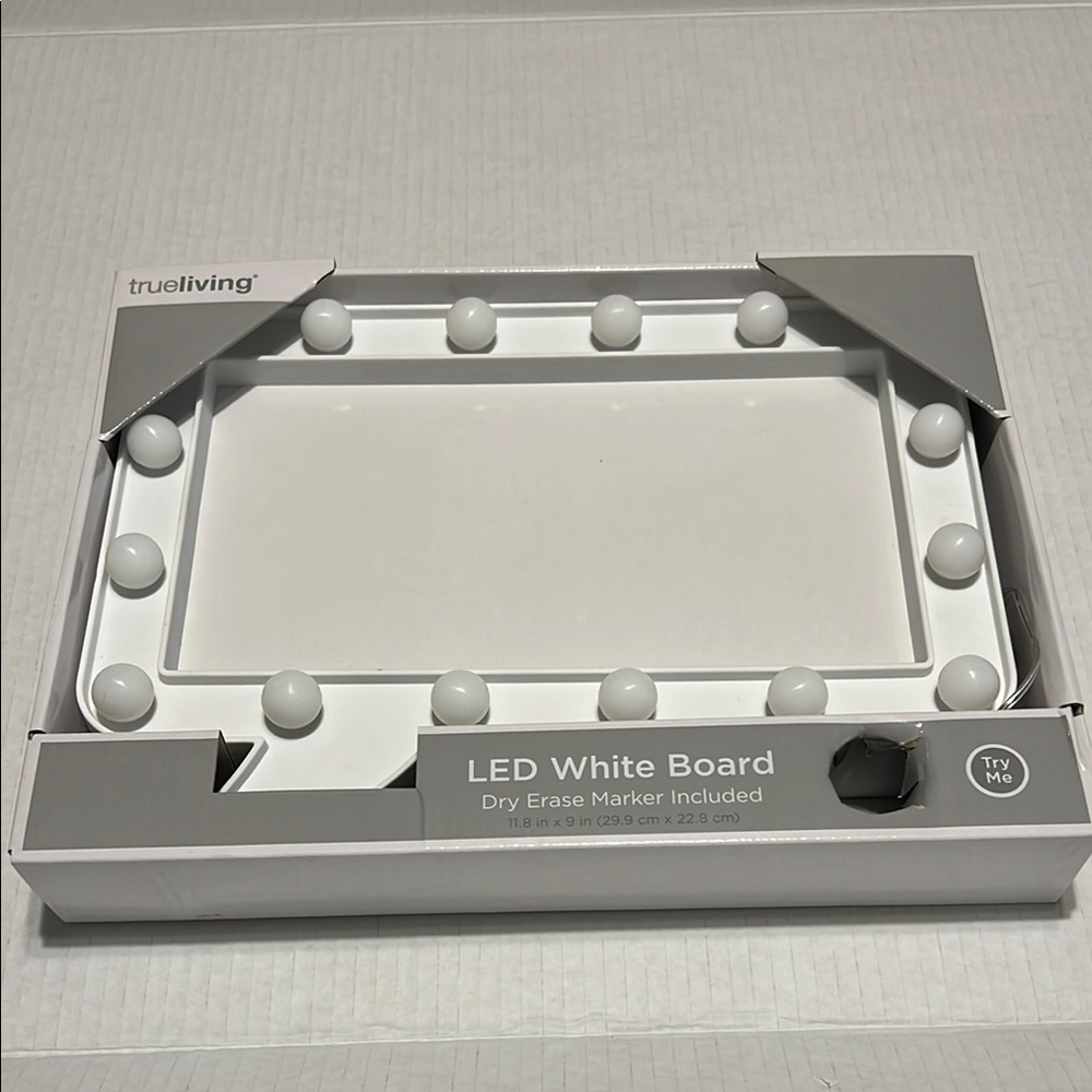 New White Rectangular Callout Shape LED Dry Erase Board with Marker (102)